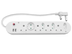 Multi Plug 4x16A 4x5A 2xUSB 0.5m Cord