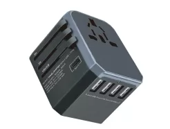 GIZZU Quad-USB Type-C 5.6A Universal Travel Adapter - Black