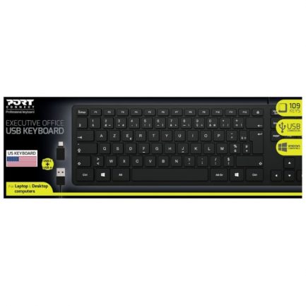 Port Office Executive Low Profile 109key Wired Keyboard - Black - Image 2