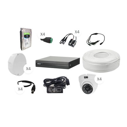 4 Channel 1080N XVR DVR Kit with 4 x 1080P 4-1 dome cameras, 1TB HD,video balun,cable,power supply - 995-XVR4-KIT13