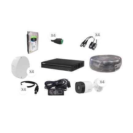 4 Channel 1080P XVR DVR Kit with 4 x 1080P 4-1 bullet cameras, 1TB HD,video balun,cable,power supply - 995-XVR4-KIT12