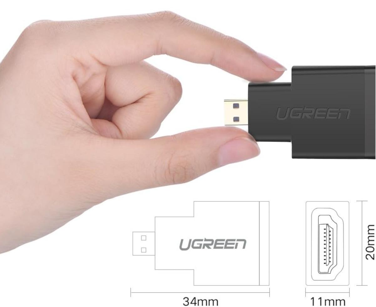 UGreen Micro HDMI Male to HDMI Female Adapter – Black - Image 2