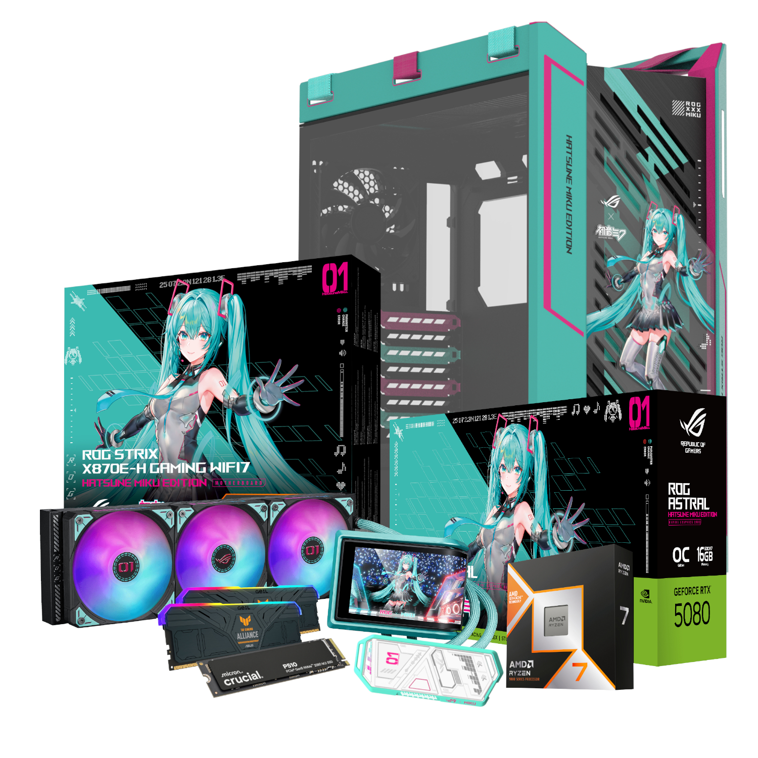 PCBuilder Ryzen 7 9800X3D ASUS X MIKU Windows 11 Gaming PC - Image 2